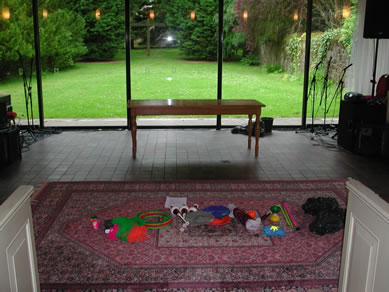 Some of the props laid out at my very first 1hr Show at Carberry Christian Festival