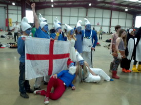 MK Jugglers as Smurfs (runners up in Fancy Dress Contest)