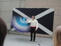 Surfing Penguin aka John Newton and his Flag Throwing Performance